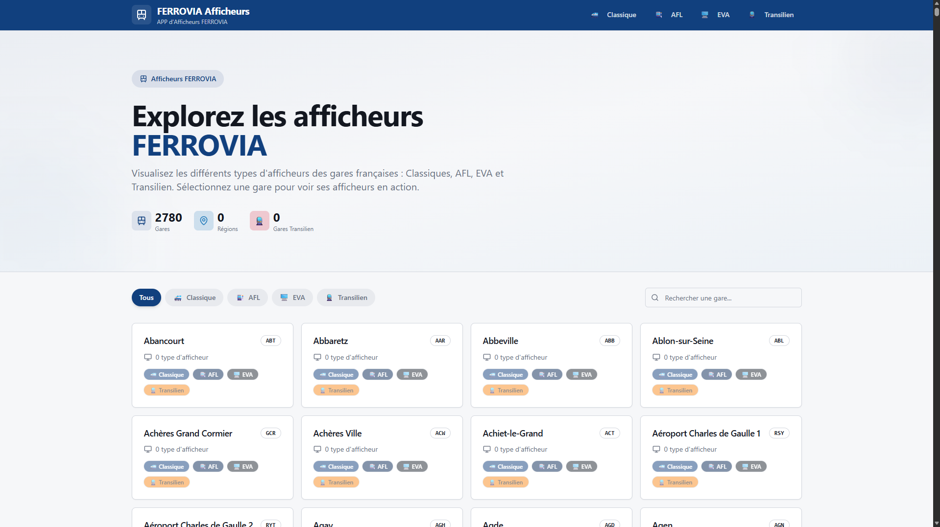 Page d'accueil Infogare