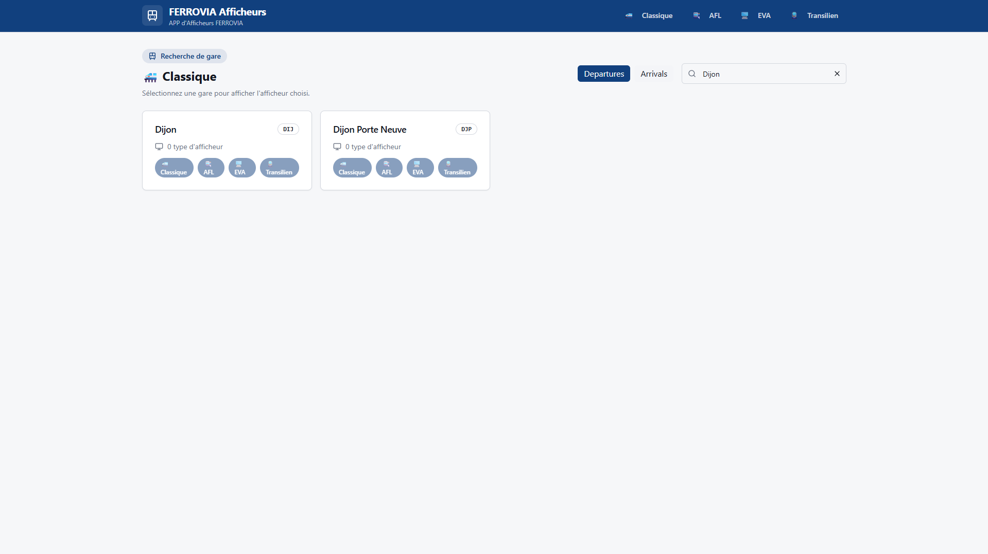 Page d'accueil Infogare